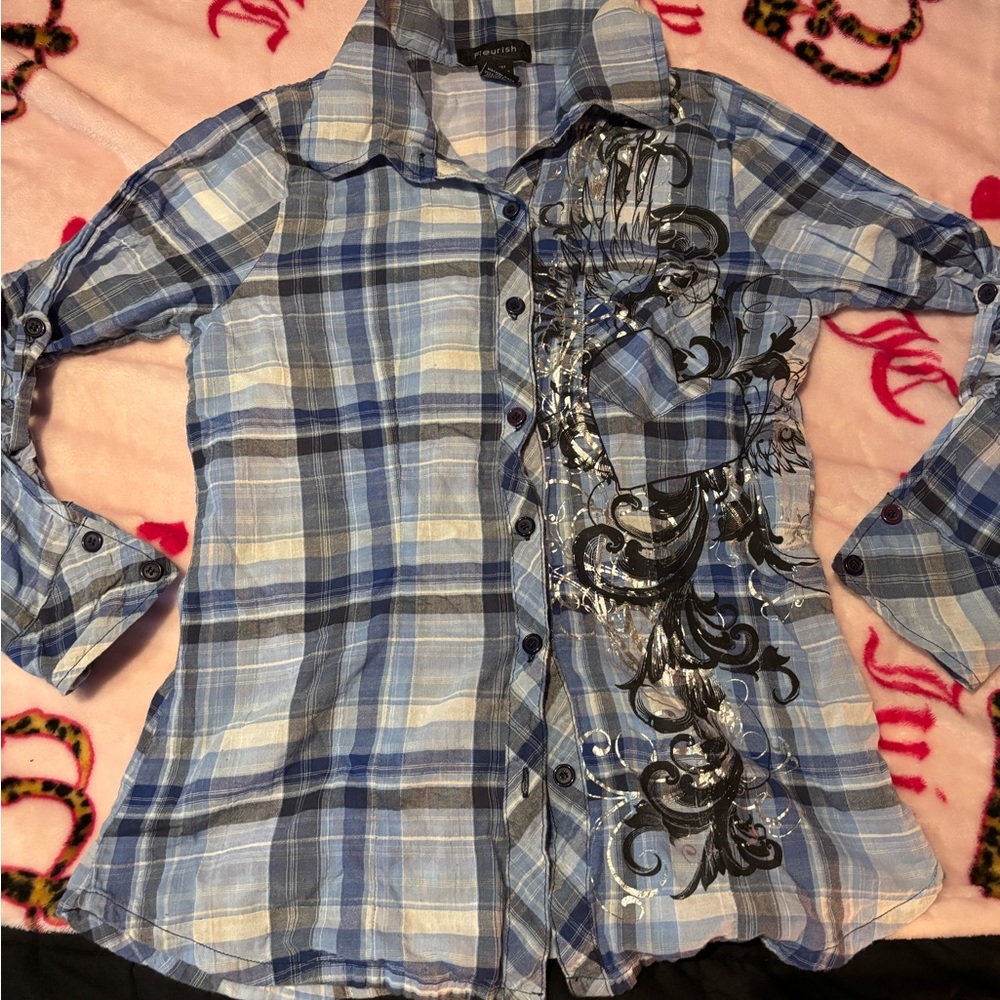 Fleurish Blue and Black Plaid Shirt